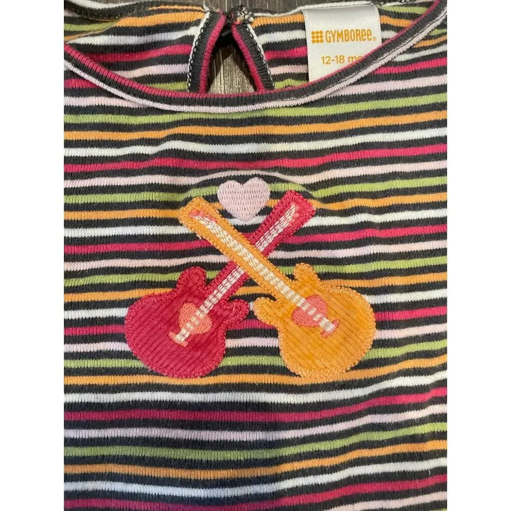girls striped patchwork corduroy guitar top